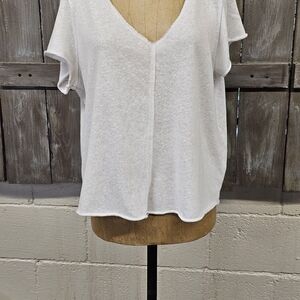 Project Social T Womens Raw Hem Basic T-Shirt, white, XL